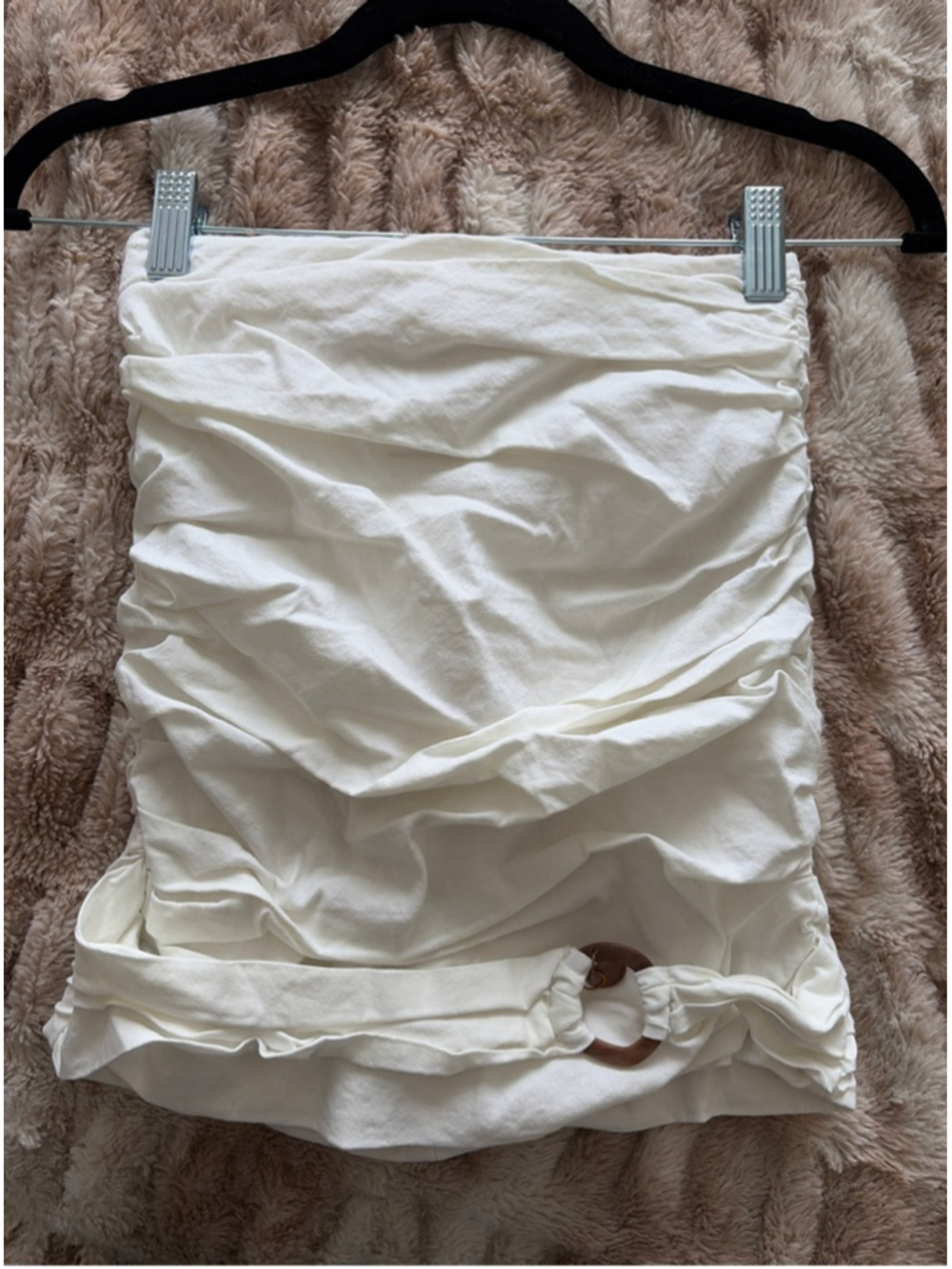 Women's ZARA Ruched Mini Skirt XS White Brown